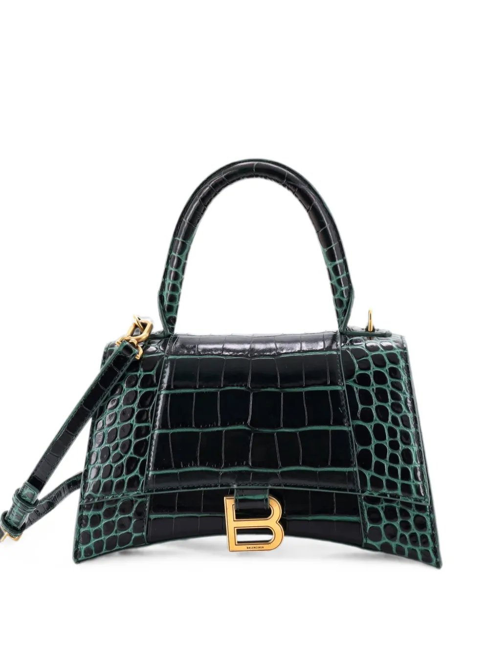 Hourglass Top Handle Bag Crocodile Embossed Leather Small crossbody bag