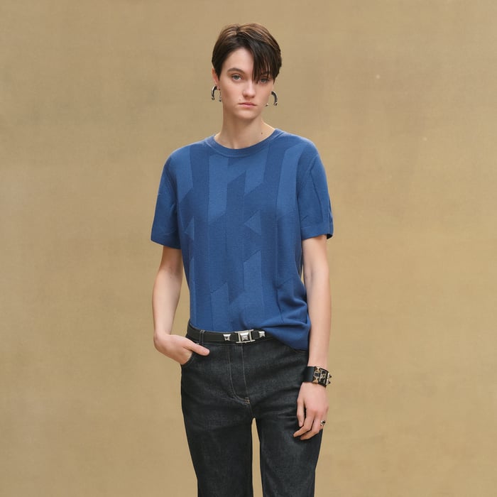 Bleu Payne "H" Short-sleeve Sweater