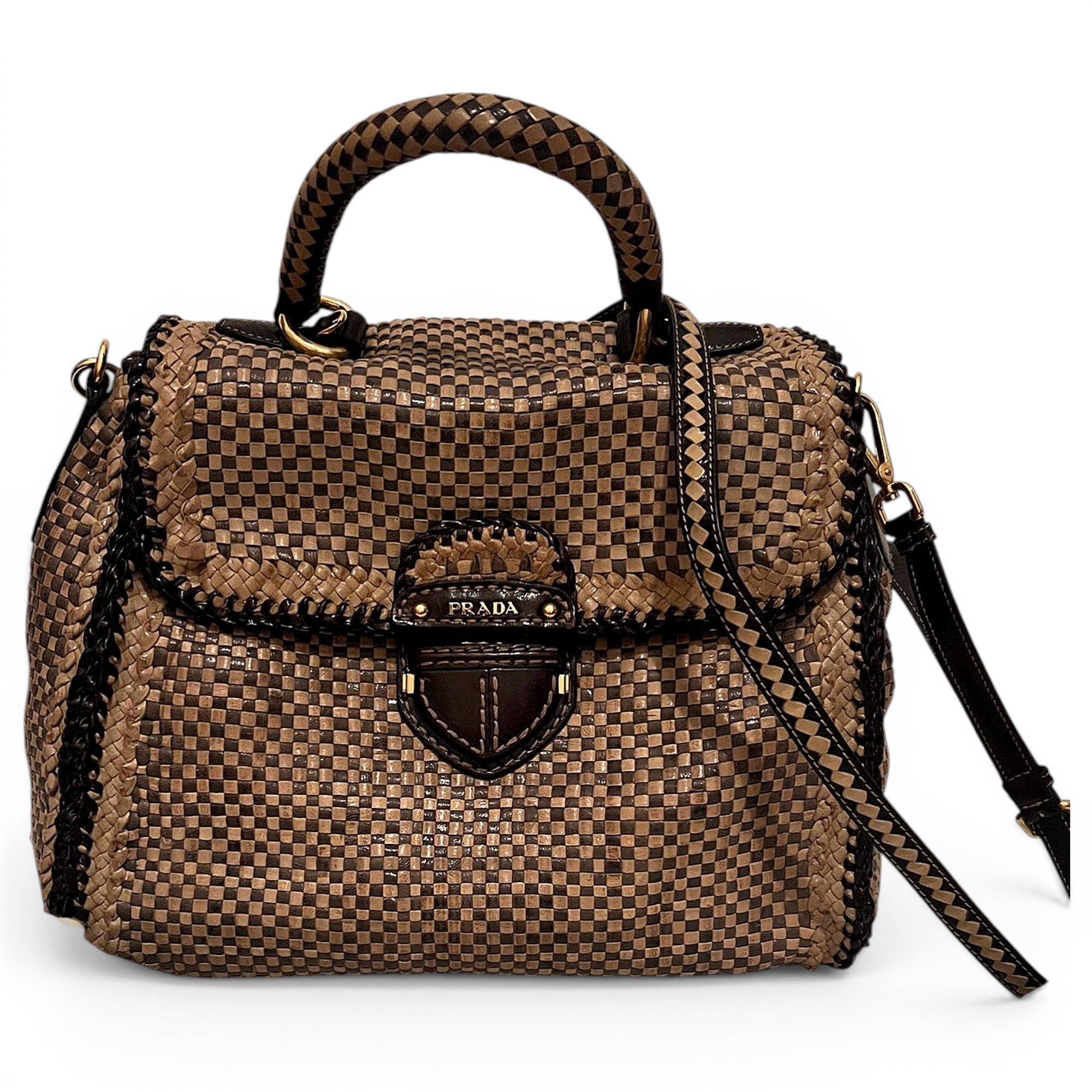 Madras leather handbag