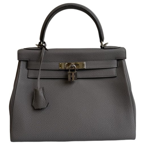 Hermes Kelly 28 Handbag Etain Togo Leather 2025