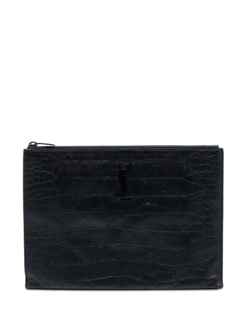 2013 Croc Embossed Leather Monogram Document Holder clutch bag