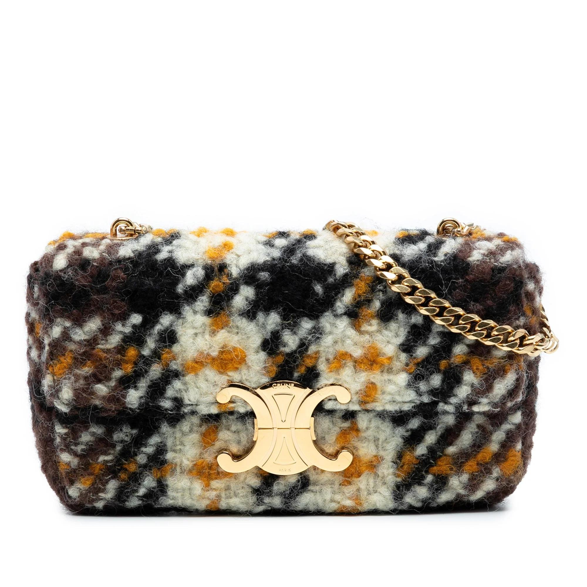 Triomphe chain wool handbag