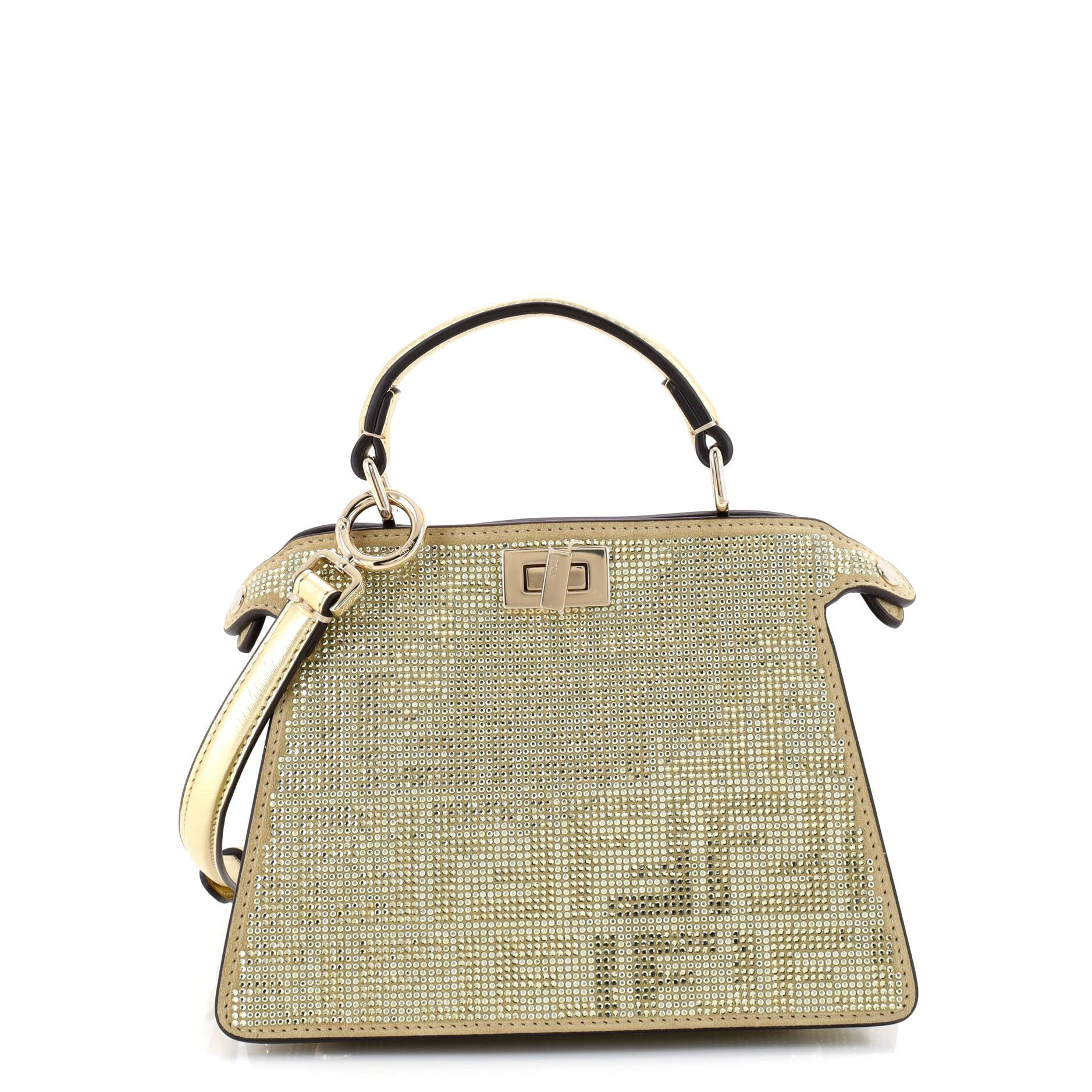 Fendi Peekaboo ISeeU Bag Zucca Crystal Embellished Suede Petite