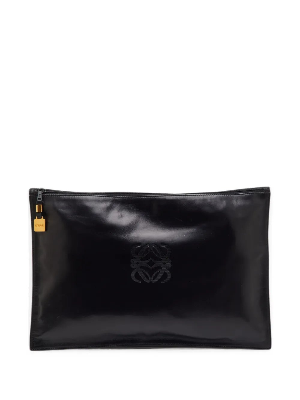 Anagram-embossed clutch bag