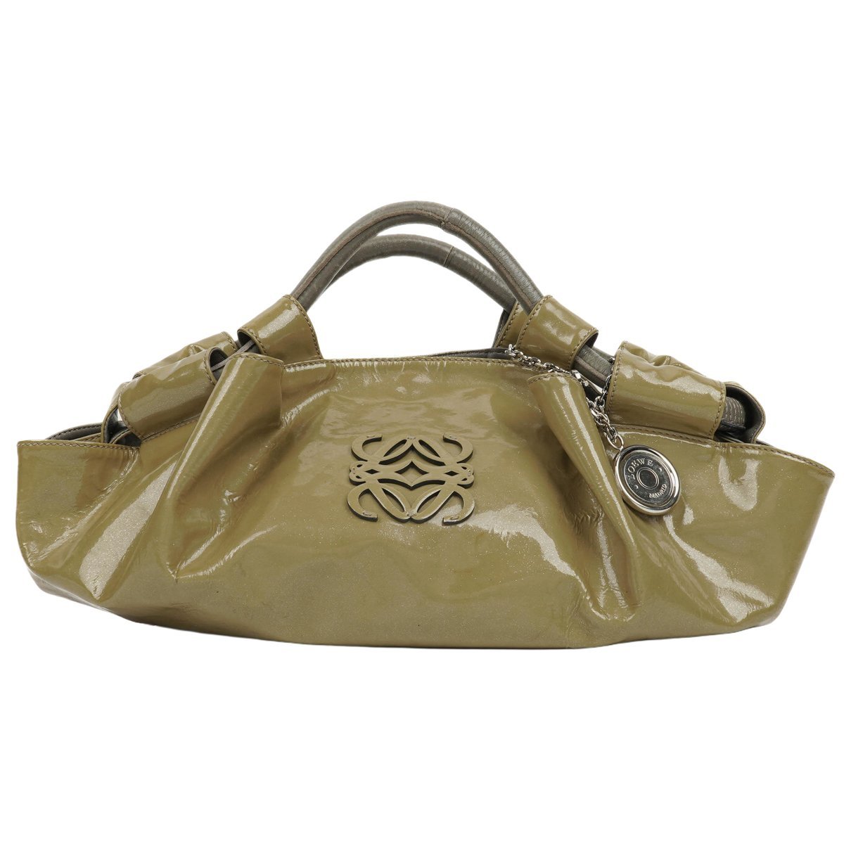 Anagram patent leather handbag