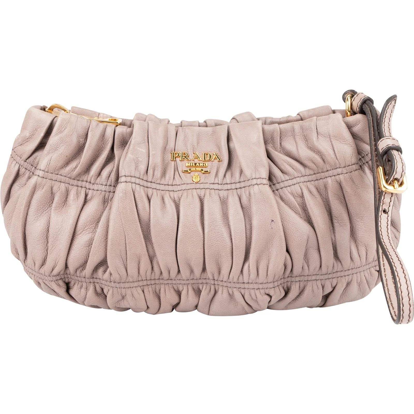 Re-Nylon leather clutch bag