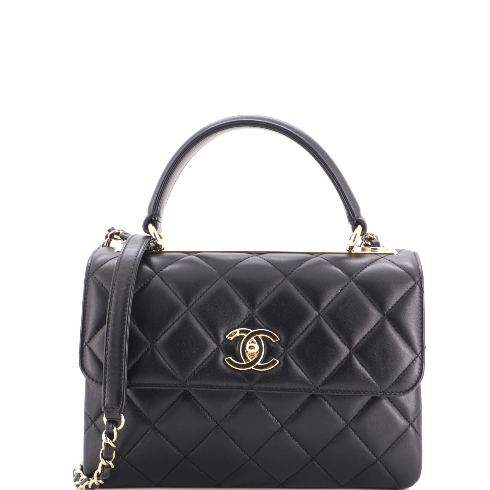 Trendy CC Top Handle Bag Quilted Lambskin Small