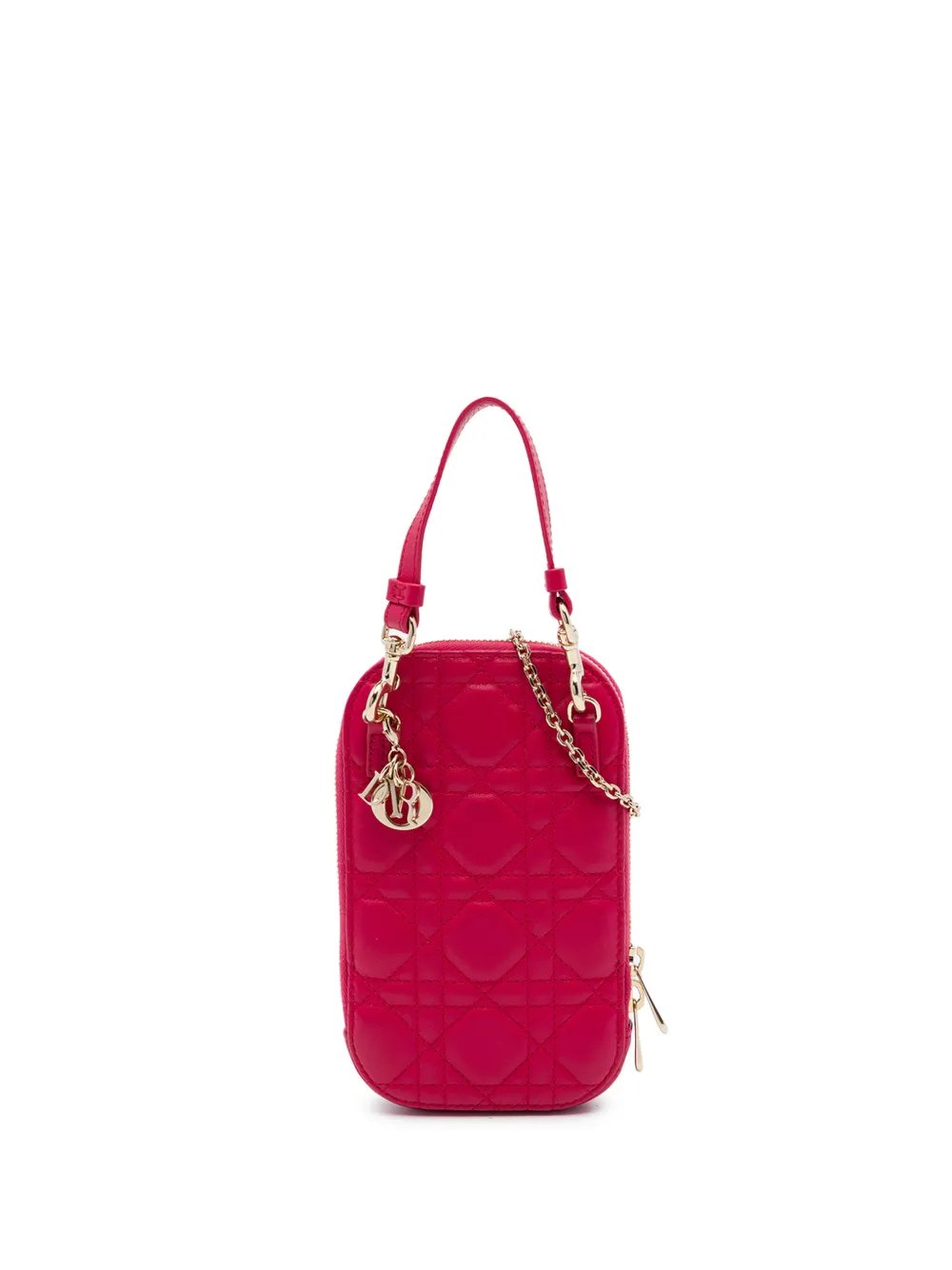 2021 Lambskin Cannage Lady Dior Call in Phone Holder satchel