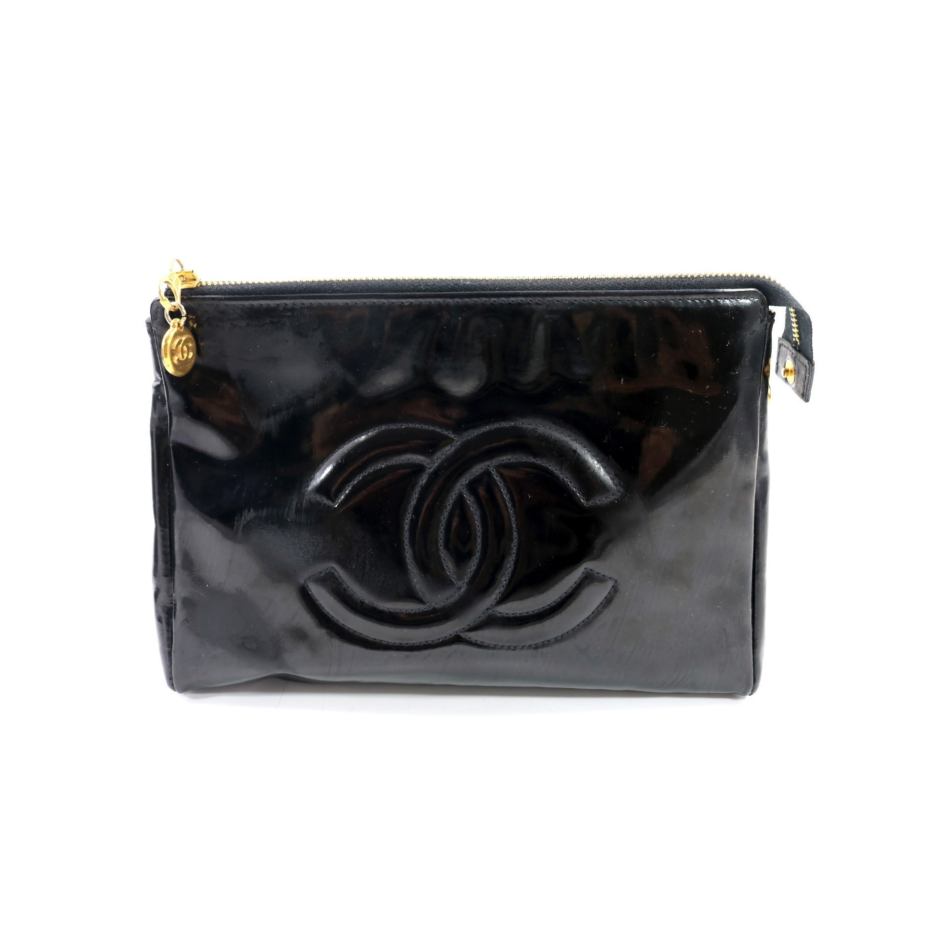 Chanel 19 patent leather clutch bag