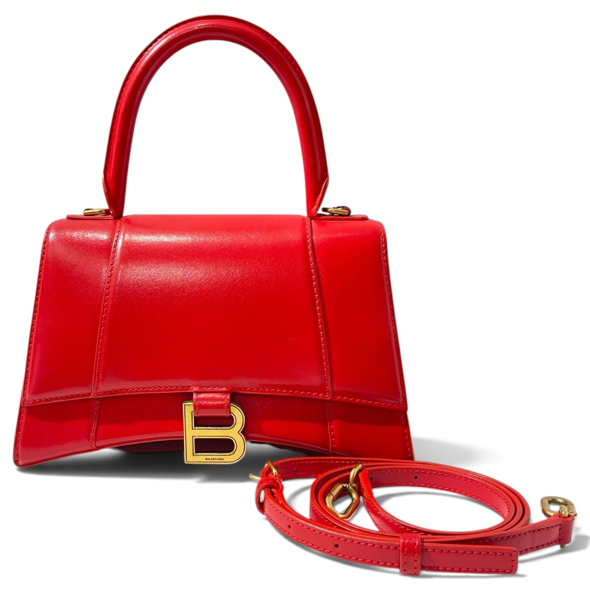 Hourglass leather handbag
