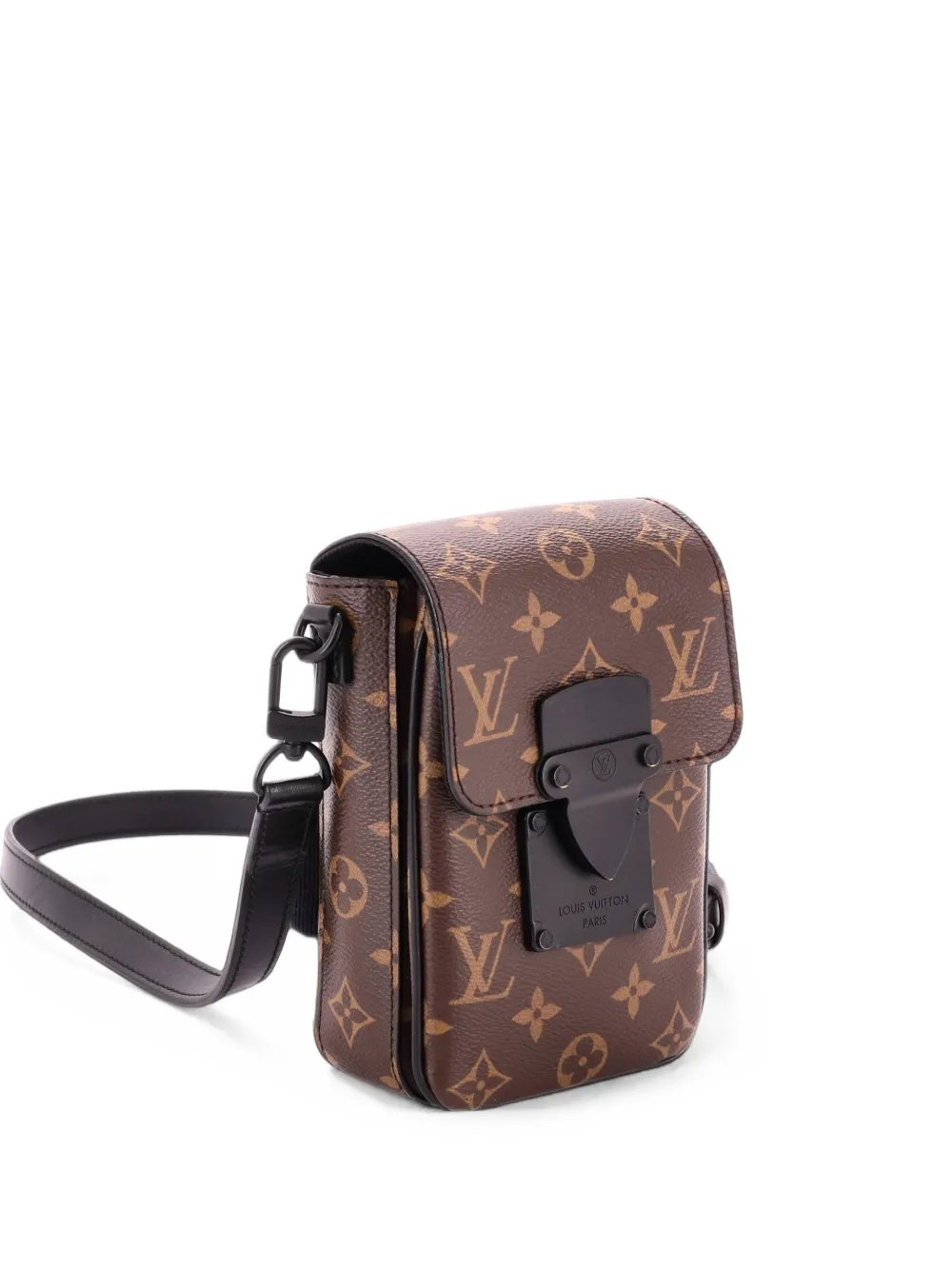 S Lock Vertical Wearable Wallet Macassar Monogram Canvas crossbody bag