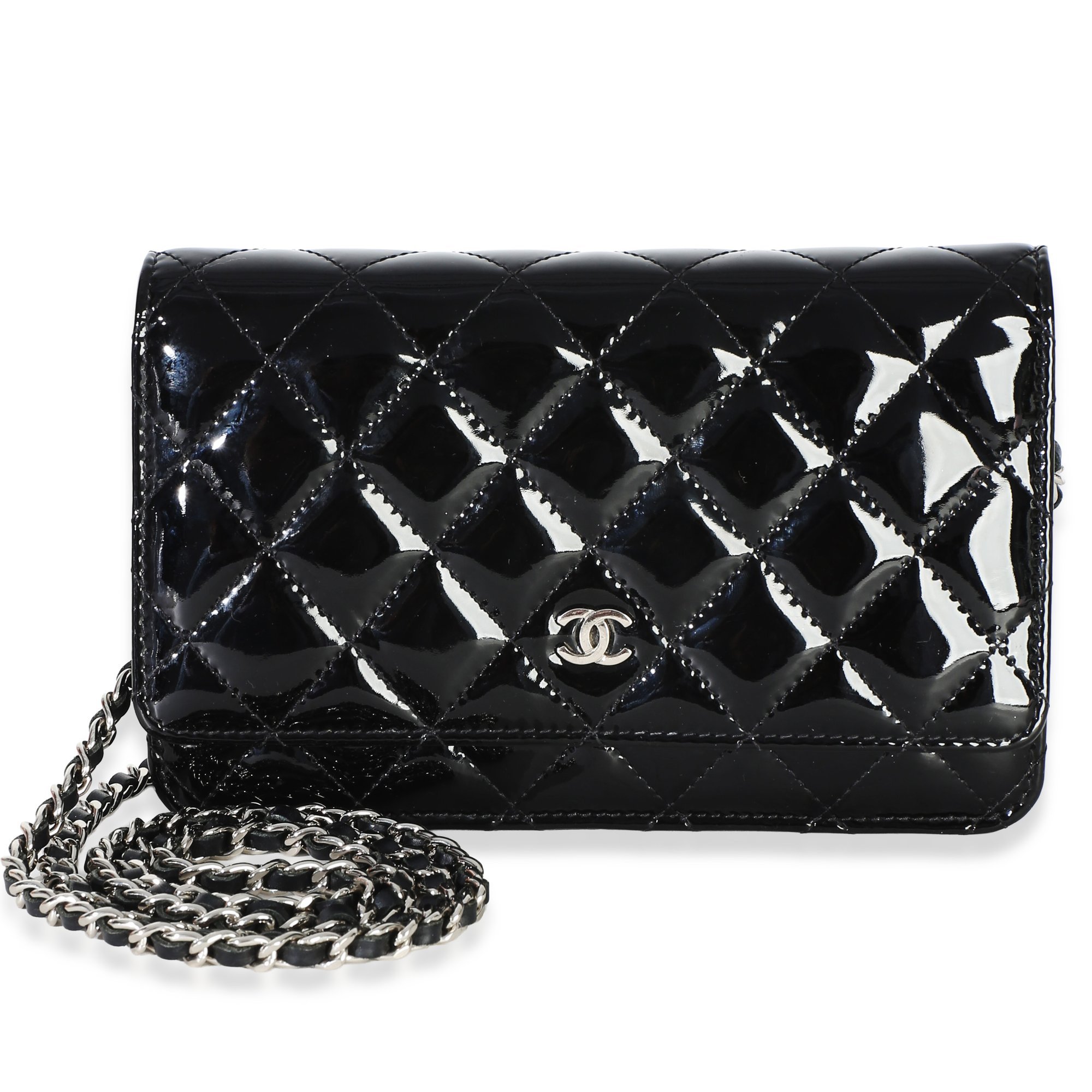 Wallet On Chain patent leather crossbody bag