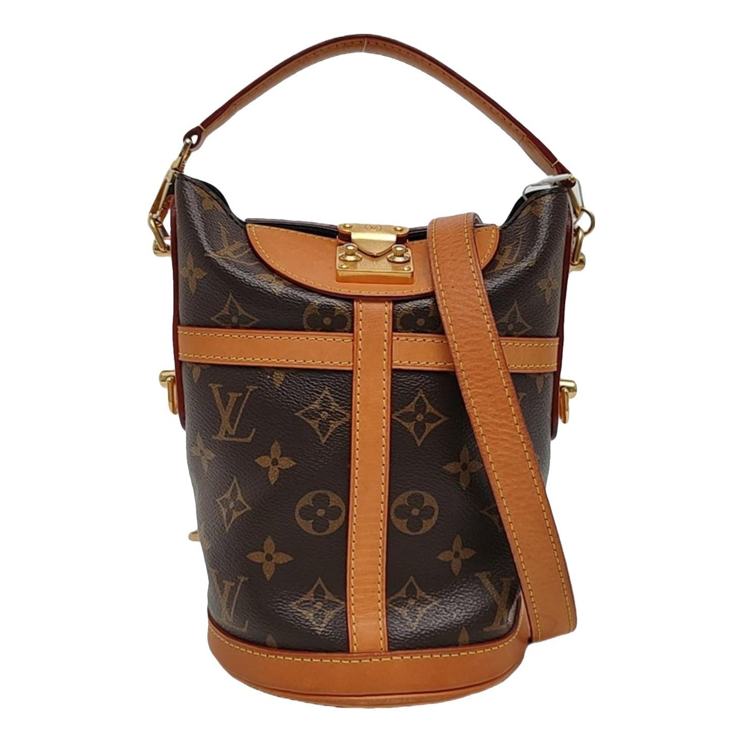Duffle leather handbag
