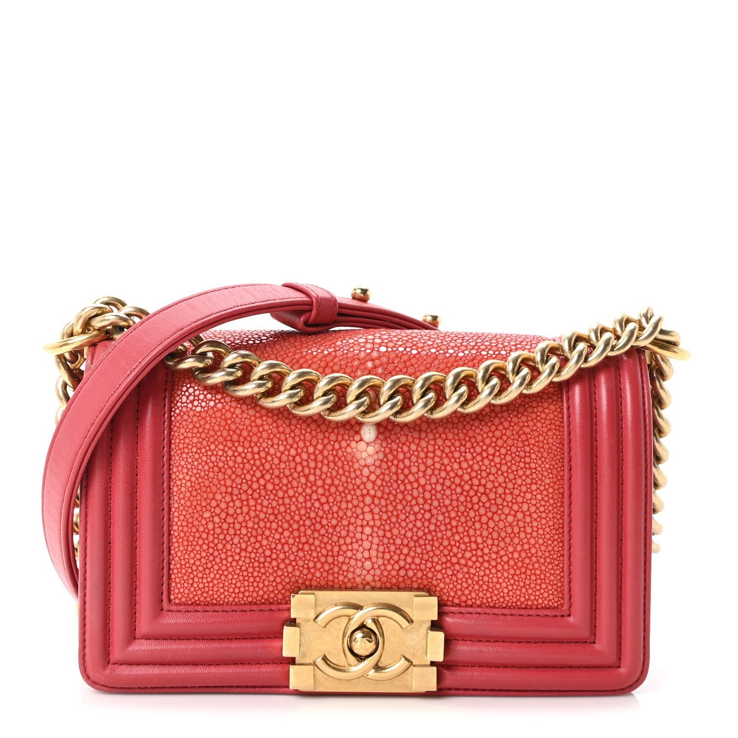 Chanel Galuchat Stingray Small Boy Flap Red