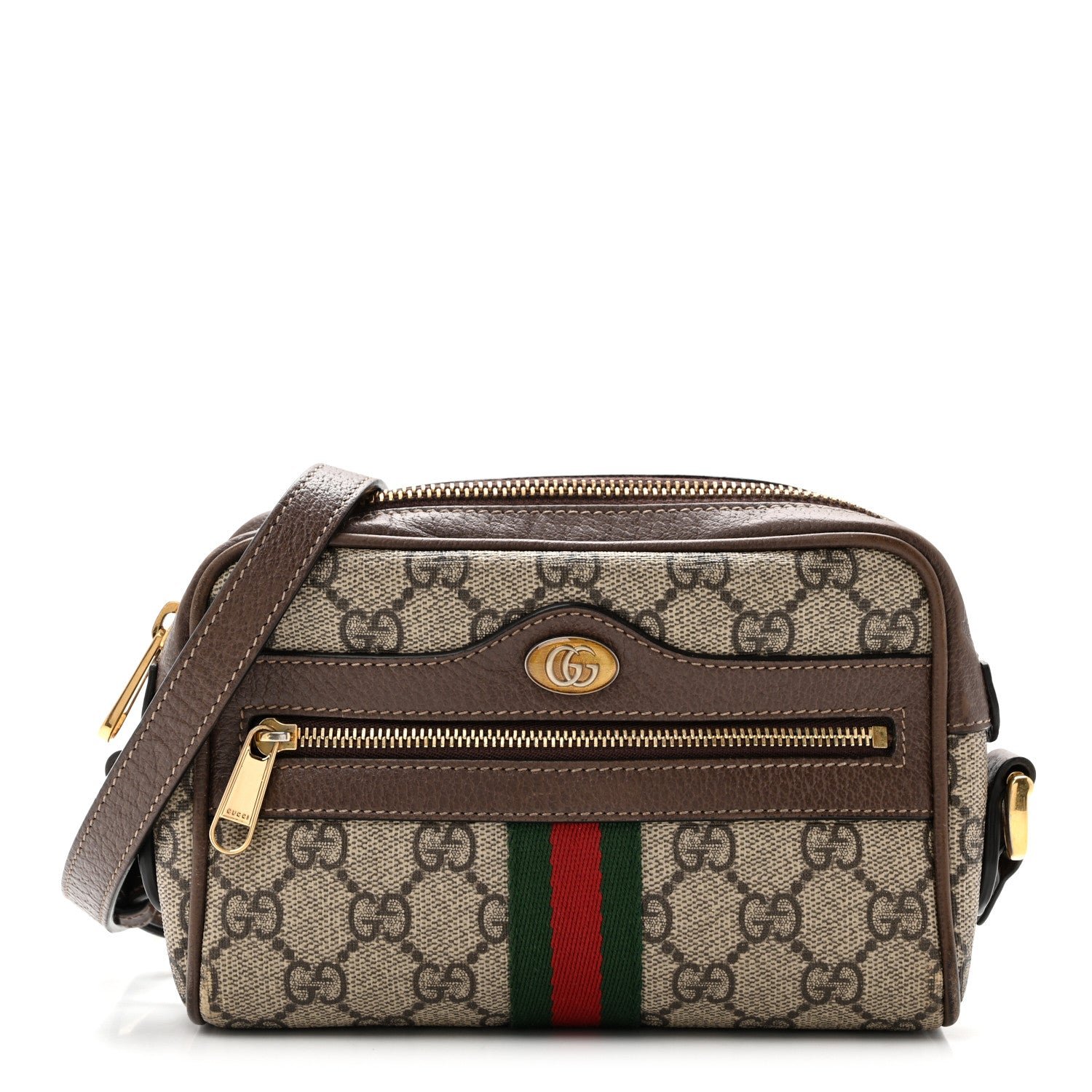 Gucci GG Supreme Monogram Web Mini Ophidia Shoulder Bag Brown