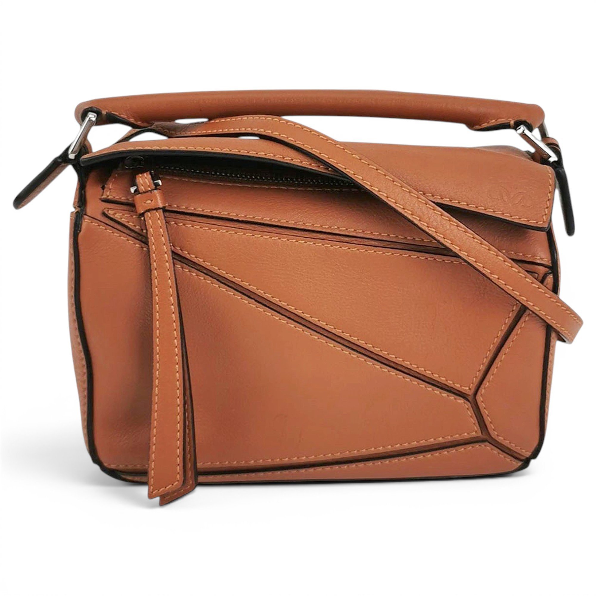 Puzzle leather handbag