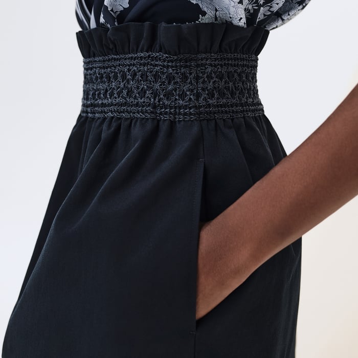 Bleu Noir High-waisted Smocked Skirt