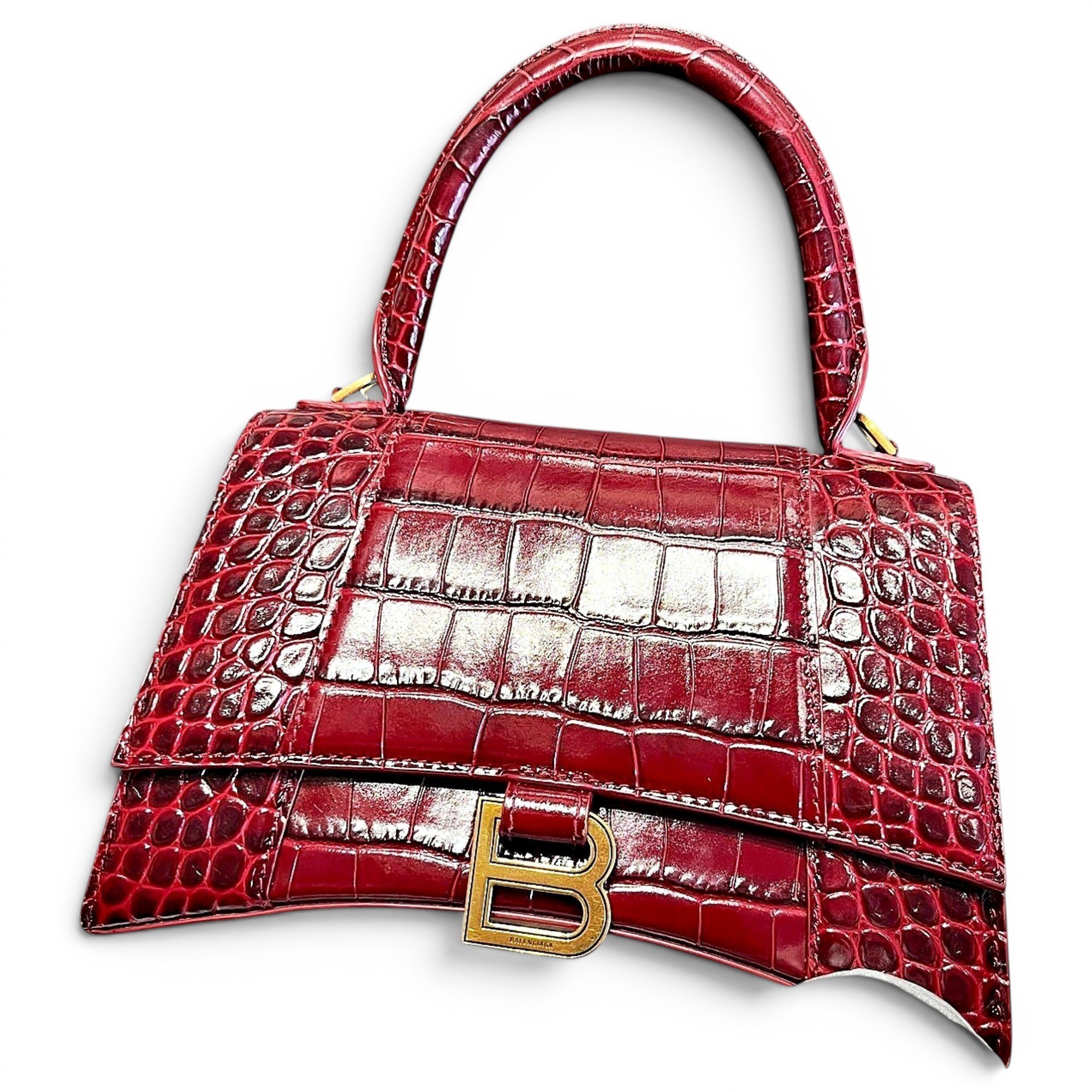 Hourglass leather handbag