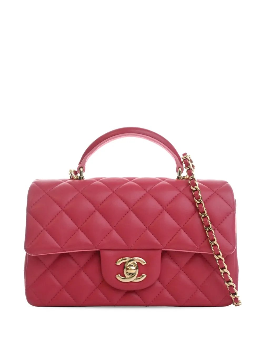 2021-2026 Mini Rectangular Classic Lambskin Top Handle Flap satchel
