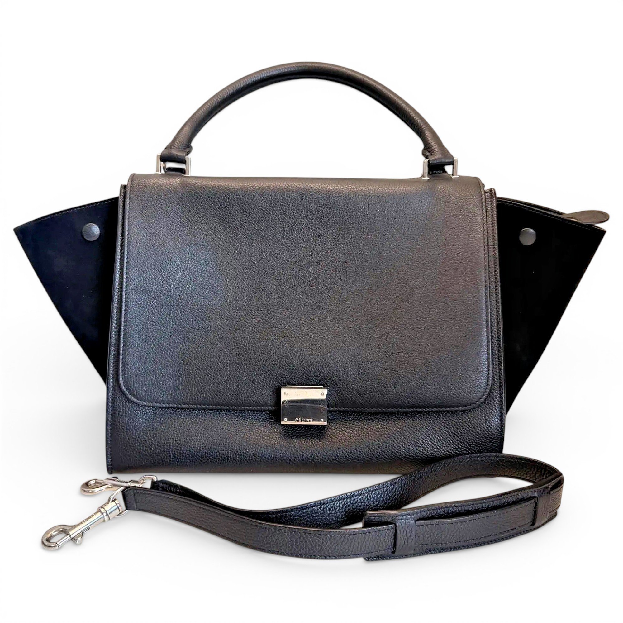 Trapèze leather handbag