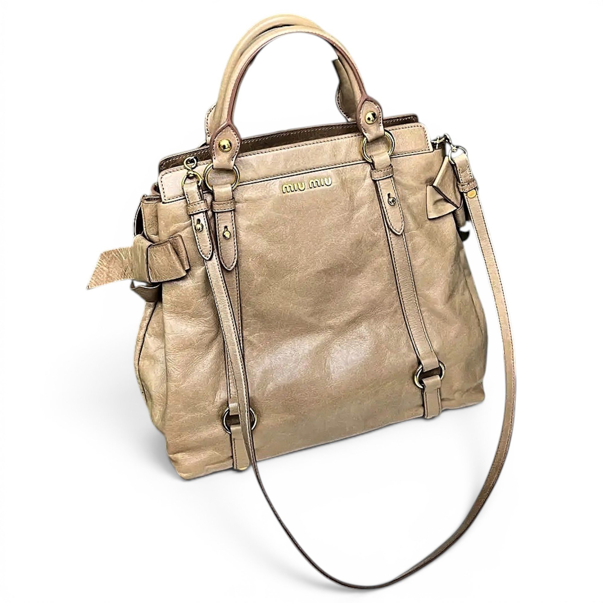 Bow bag leather handbag