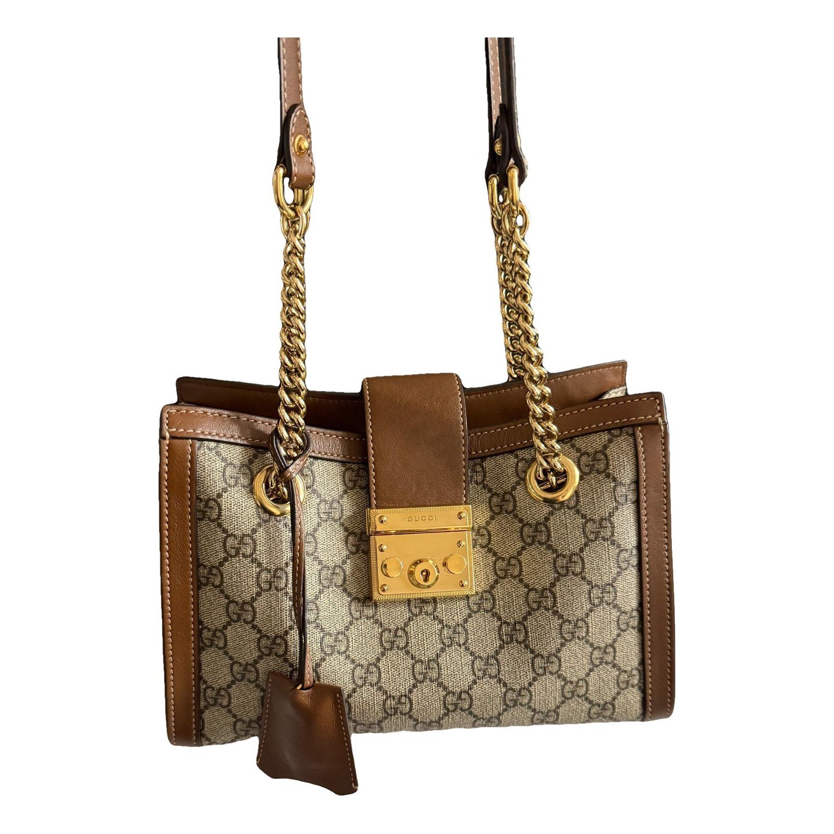 Padlock leather handbag