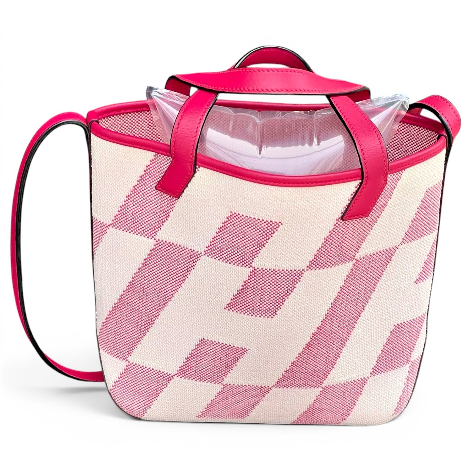 Hermes Cabas H En Biais Handbag Pink Swift Leather