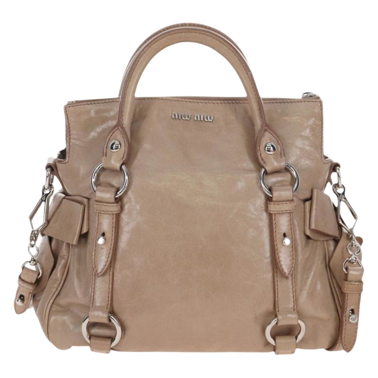 Bow bag leather handbag