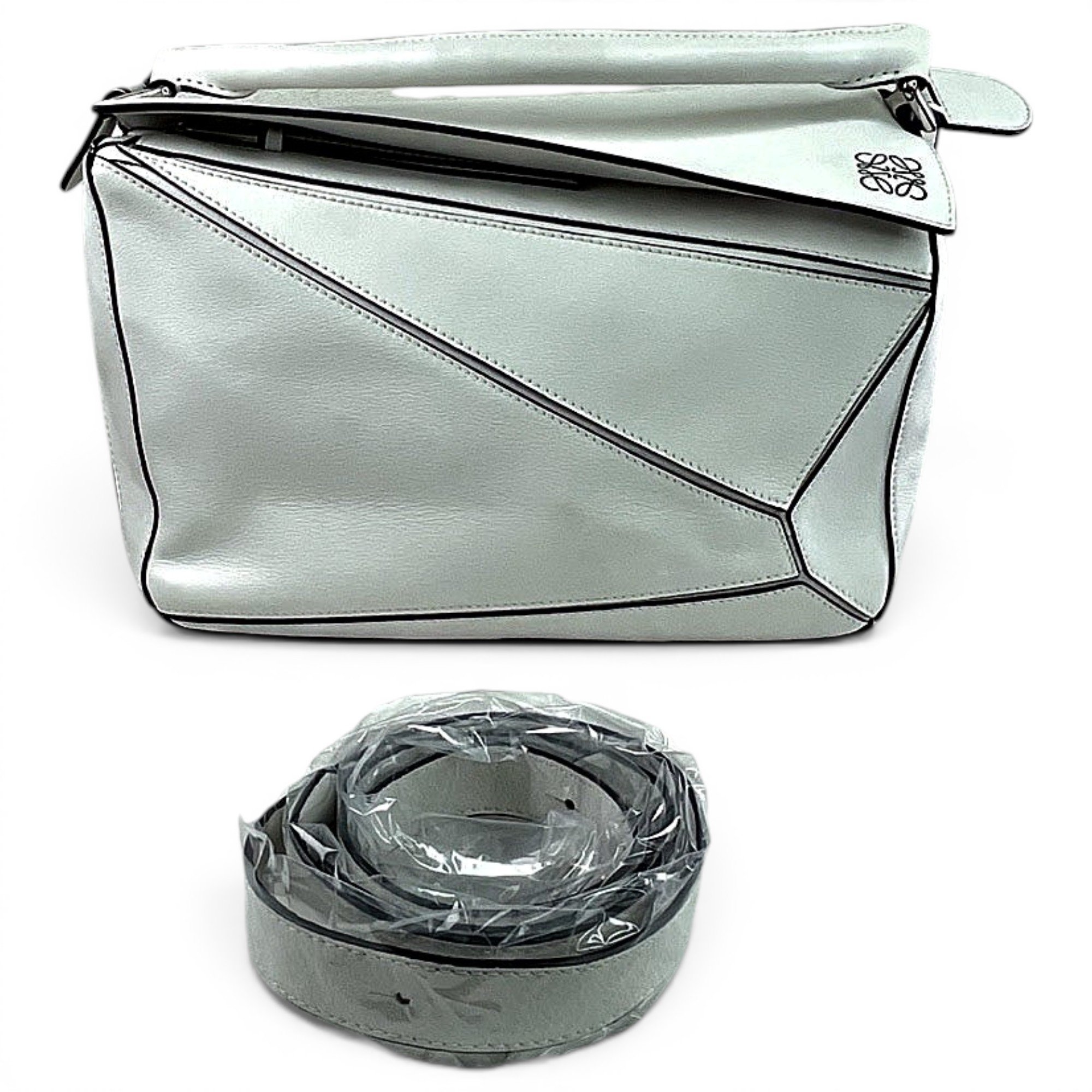 Puzzle leather handbag