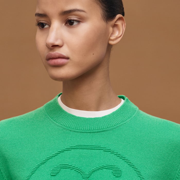 Vert Mélisse Cashmere "H Lift" Long-sleeve Sweater