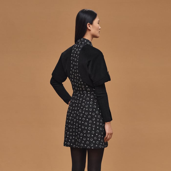 Noir "Porte-bonheur Bandana" Mixed Materials Dress