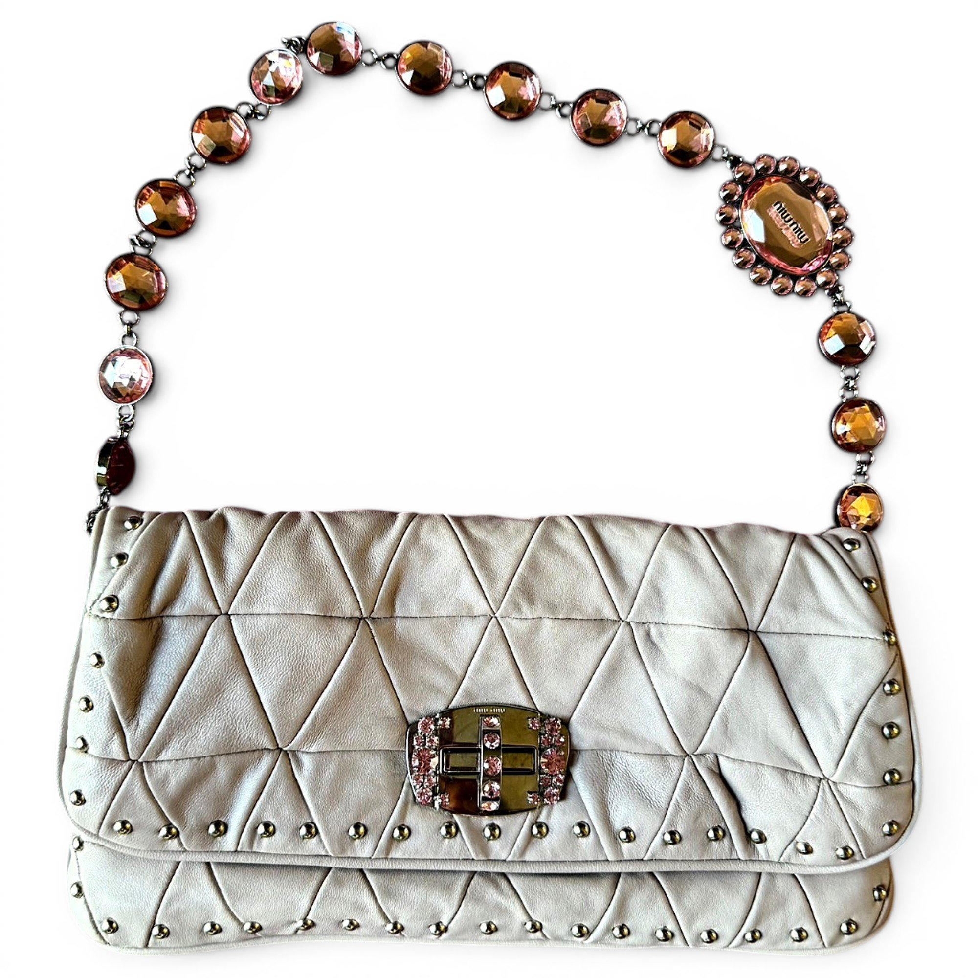 Miu Miu Miu Crystal leather clutch bag