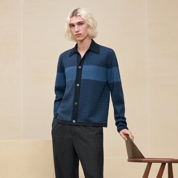 "Jacquard maillons mosaique" buttoned cardigan