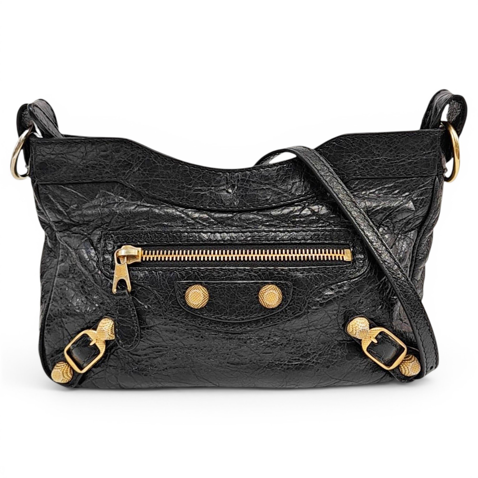 Hip leather crossbody bag