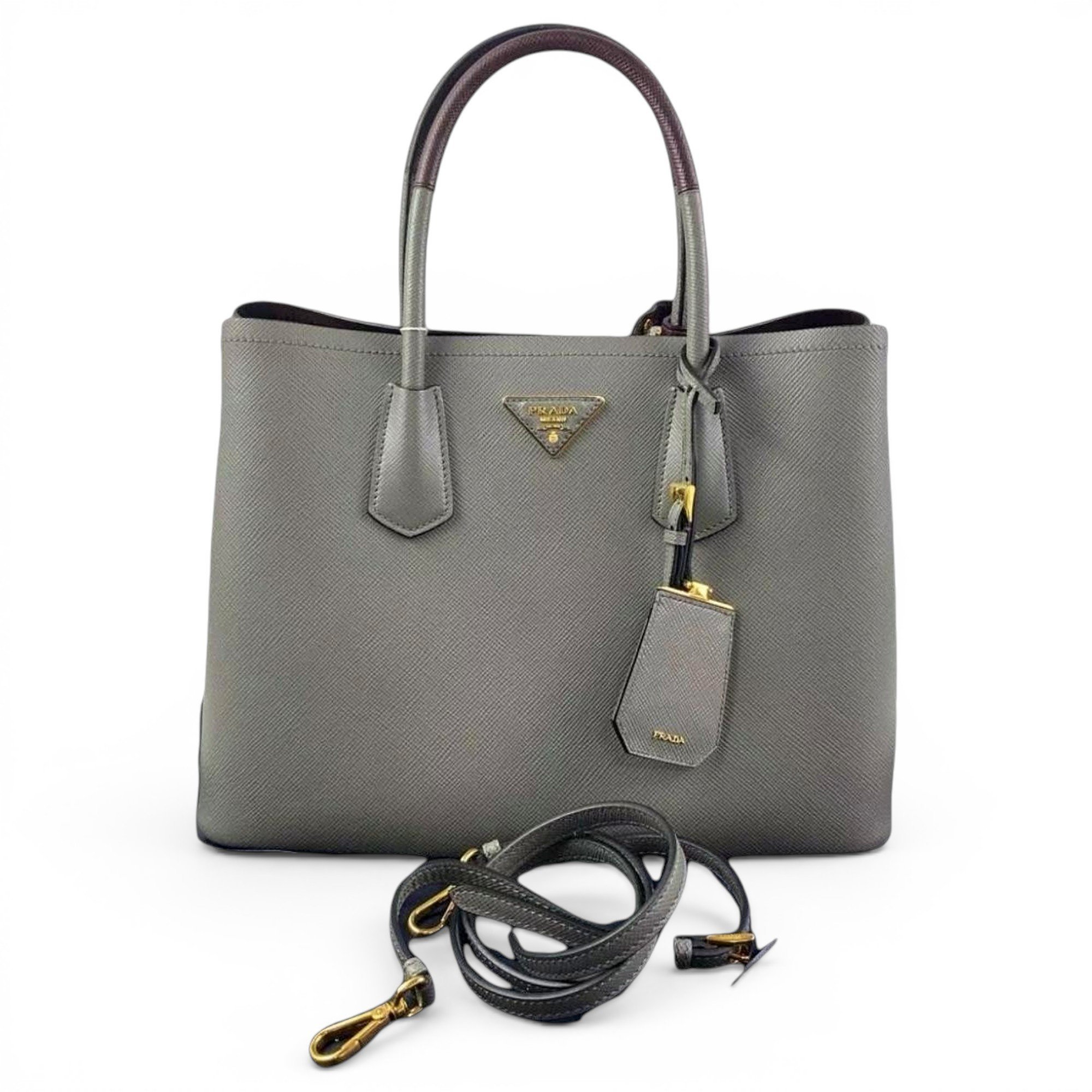 Double leather handbag