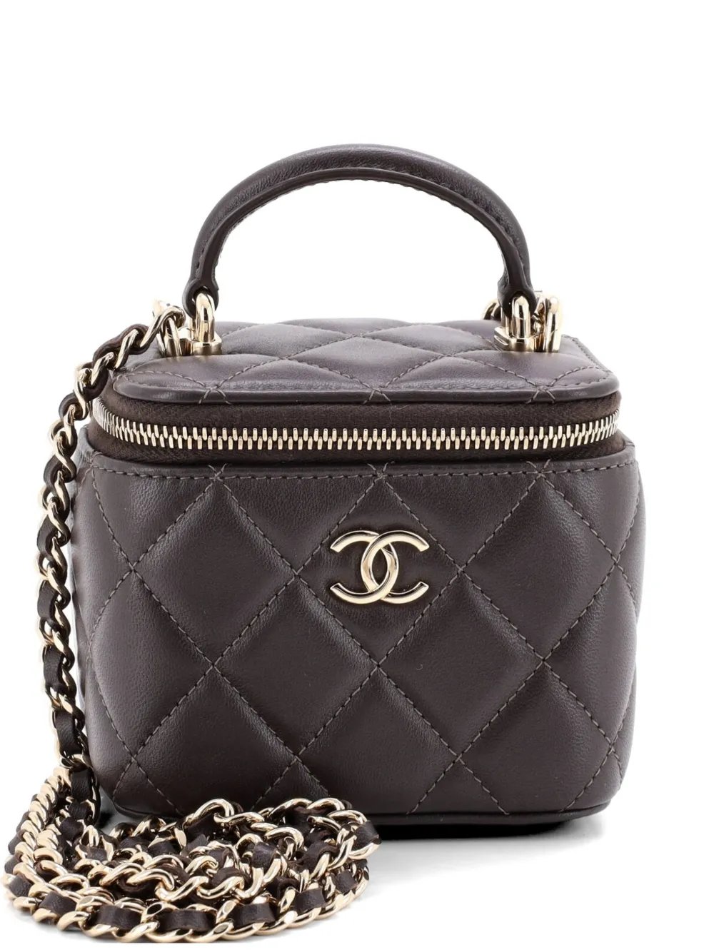 Classic Top Handle Vanity Case with Chain Quilted Lambskin Mini crossbody bag