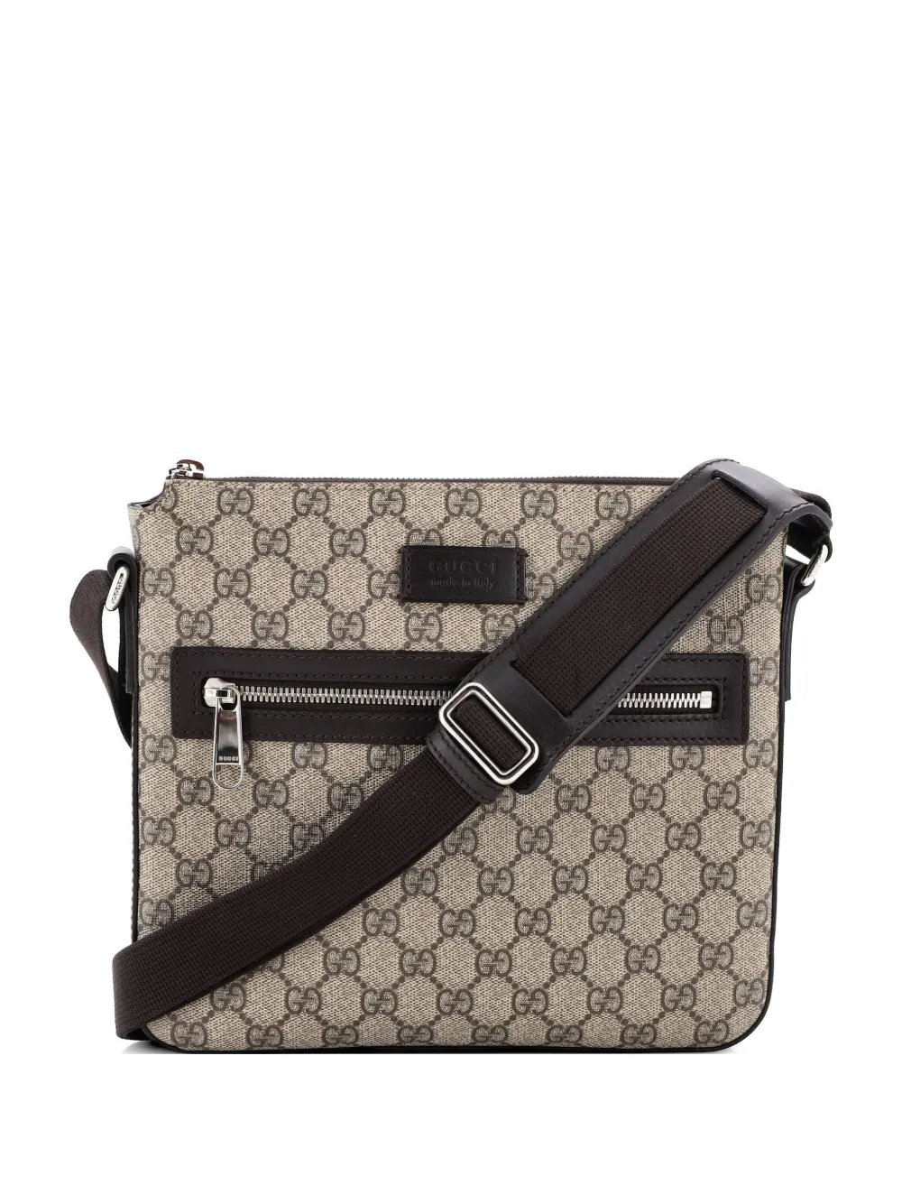 Web Strap Front Zip Messenger Bag GG Coated Canvas Medium crossbody bag