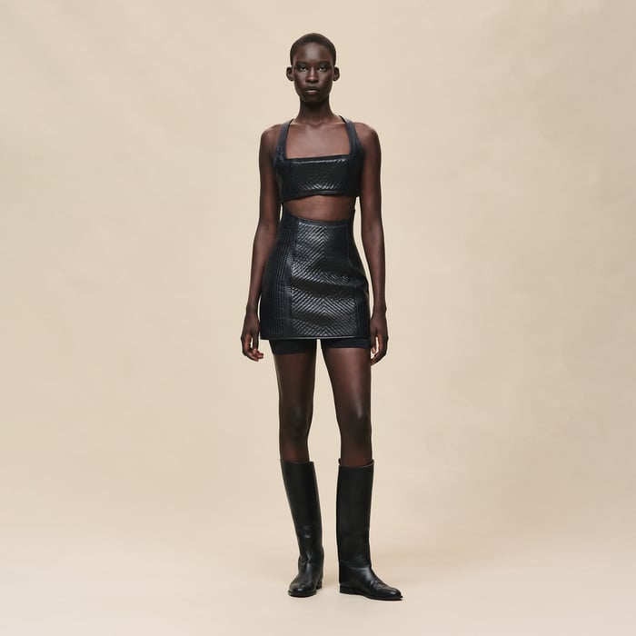 Bleu Noir Mini-robe Matelassée