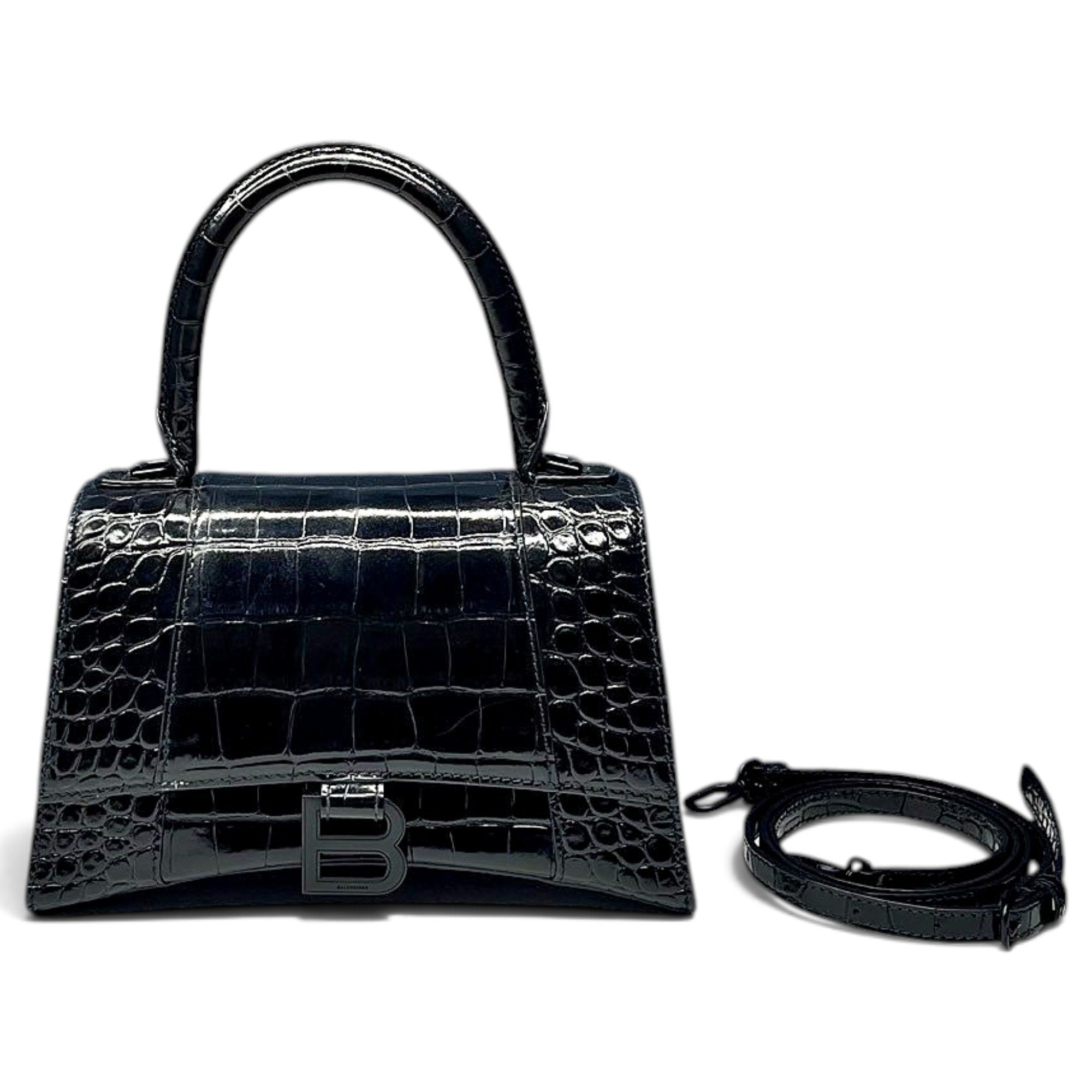 Hourglass leather handbag