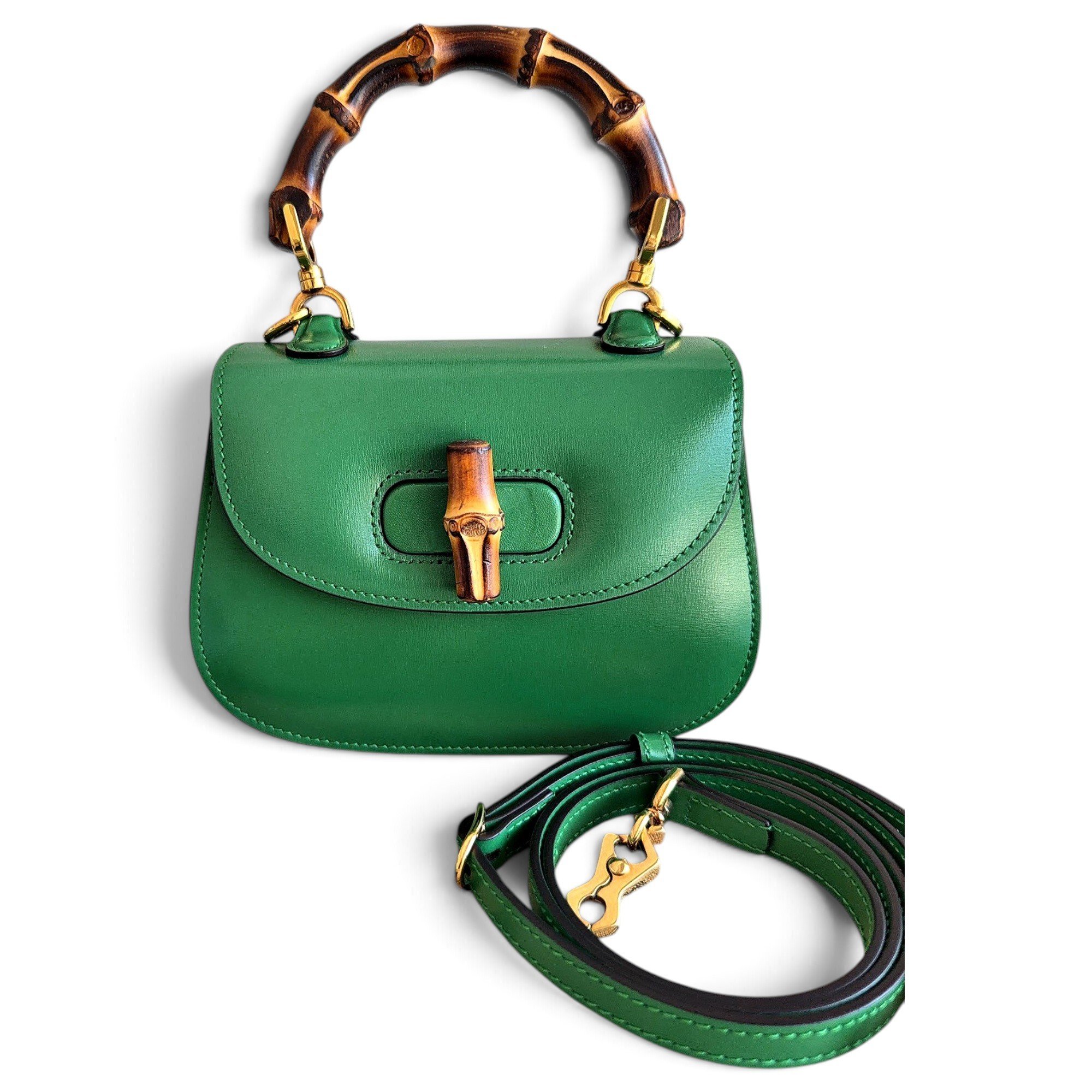 Convertible Bamboo Top Handle leather handbag