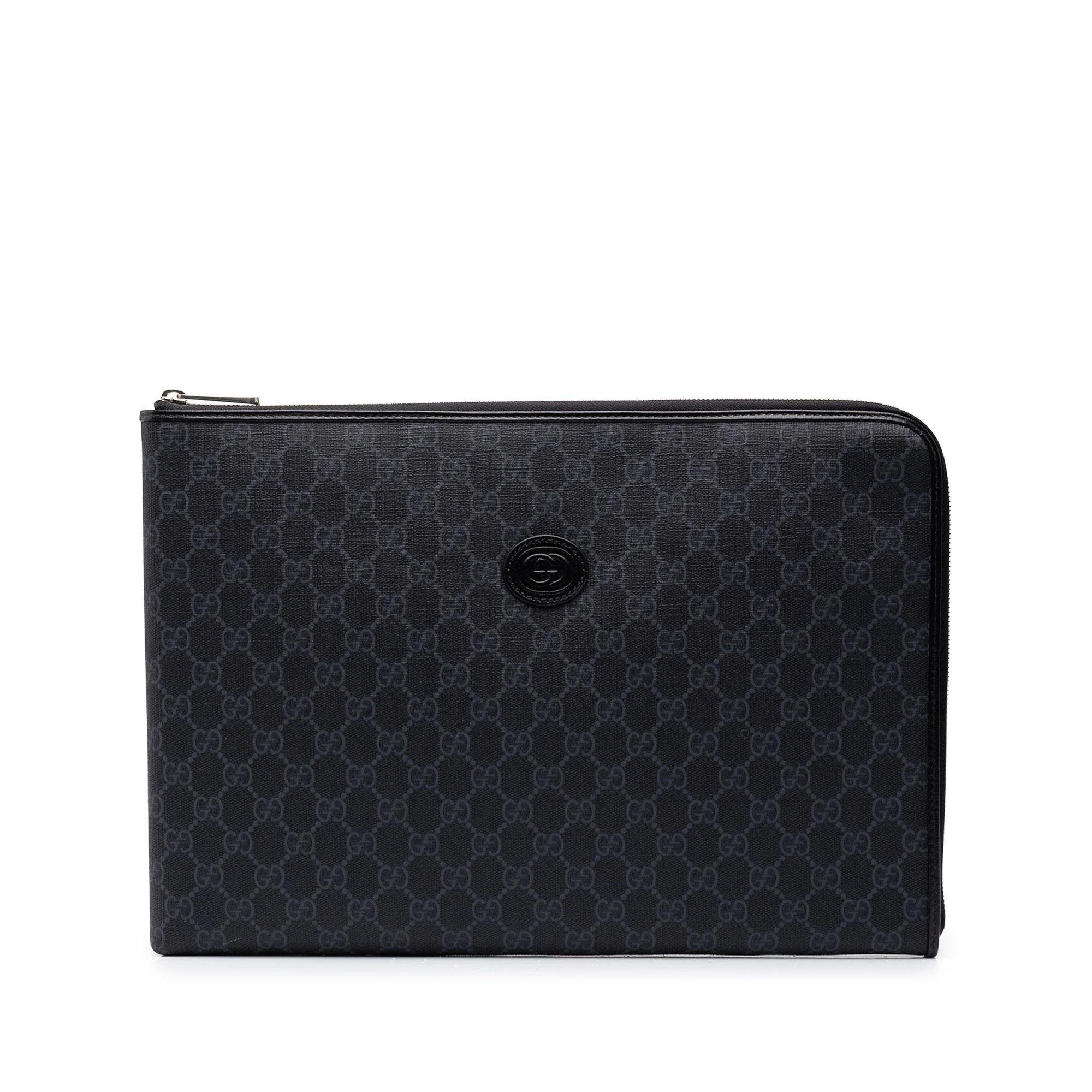 Interlocking leather clutch bag