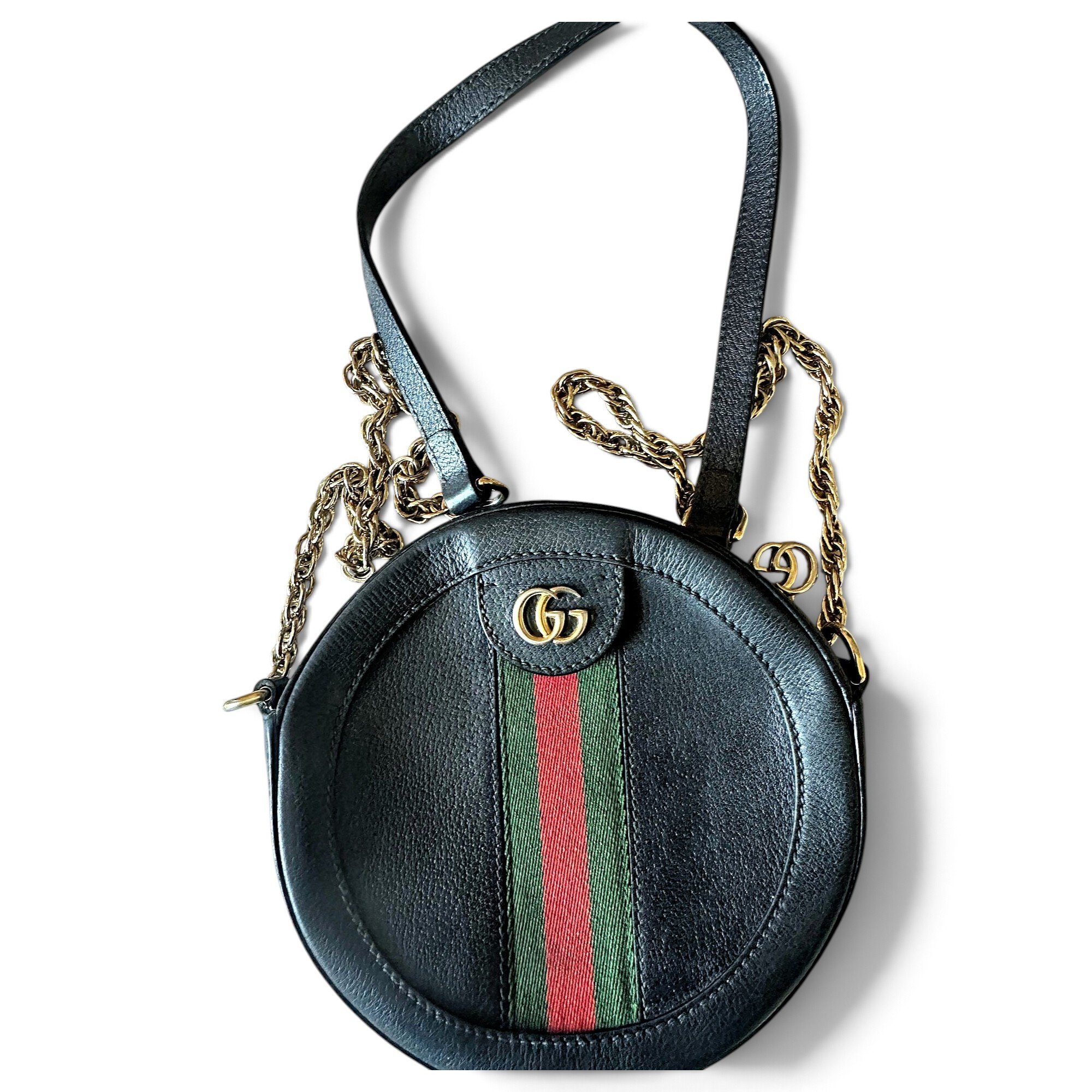 Ophidia Round leather crossbody bag