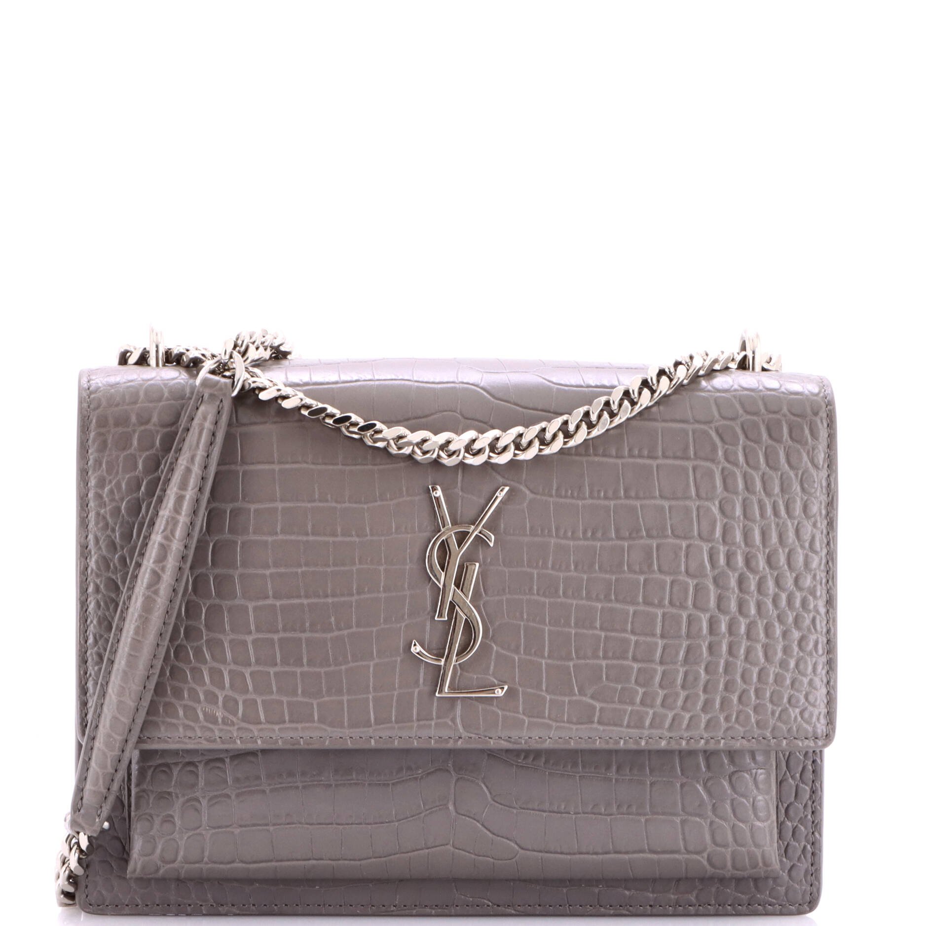 Sunset Crossbody Bag Crocodile Embossed Leather Medium