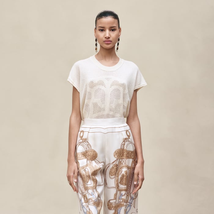 Blanc Naturel Cashmere "l'Enseigne Du Sellier" Sleeveless Sweater