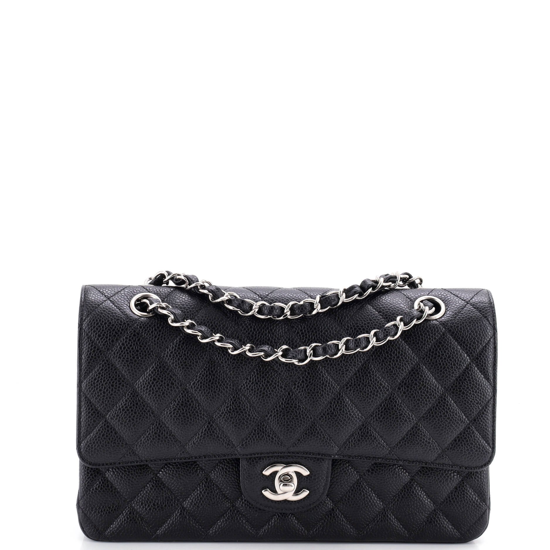 Vintage Classic Double Flap Bag Quilted Caviar Medium