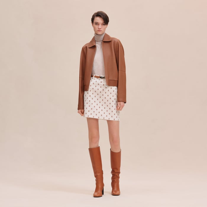 Marron Fauve "Chaine d'Ancre" Denim Miniskirt