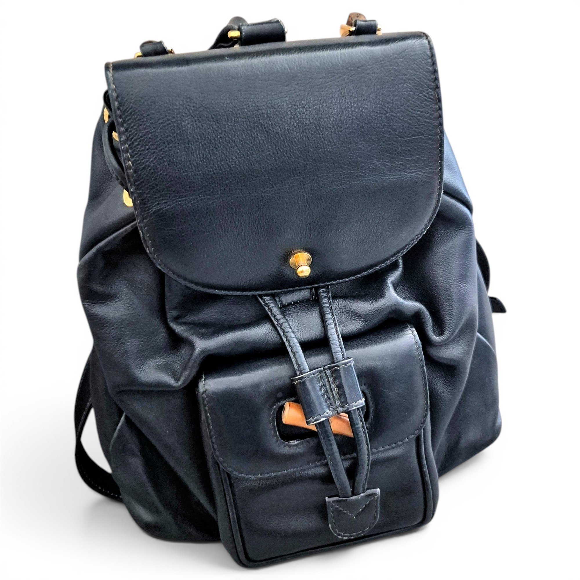 Bamboo Tassel Oval leather backpack