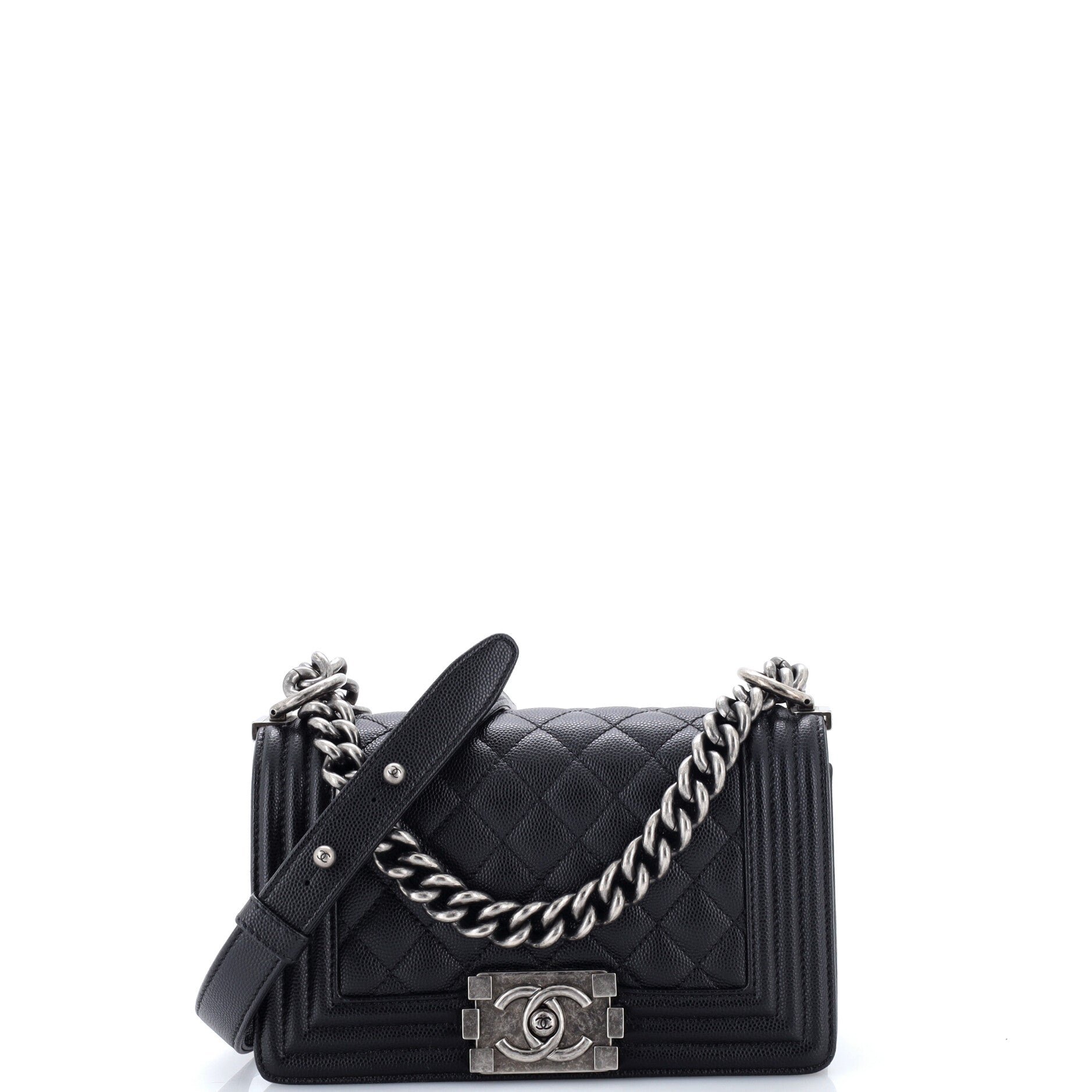 Boy Flap Bag Quilted Caviar Small