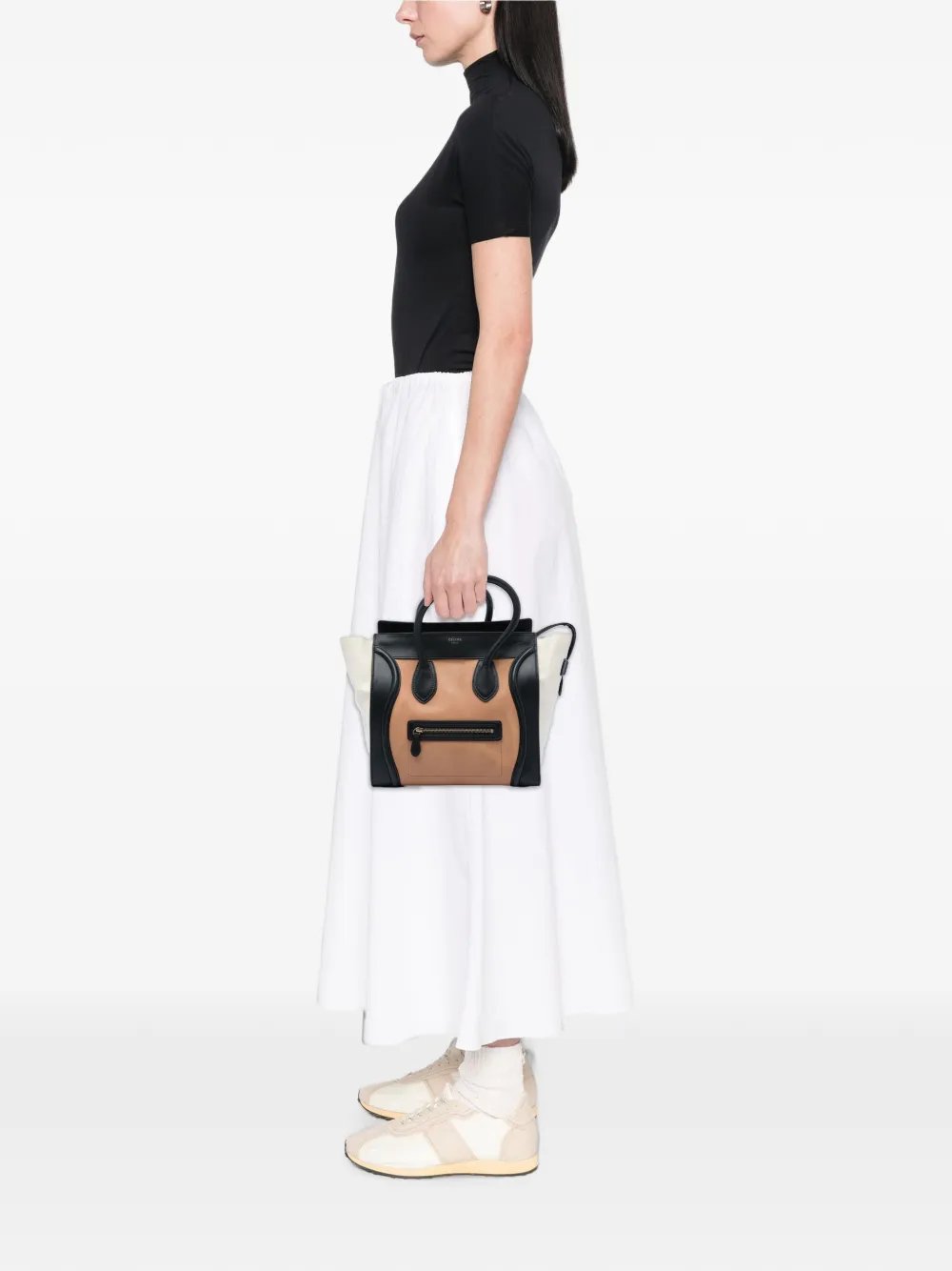 2013 Mini Tricolor Leather Luggage tote bag