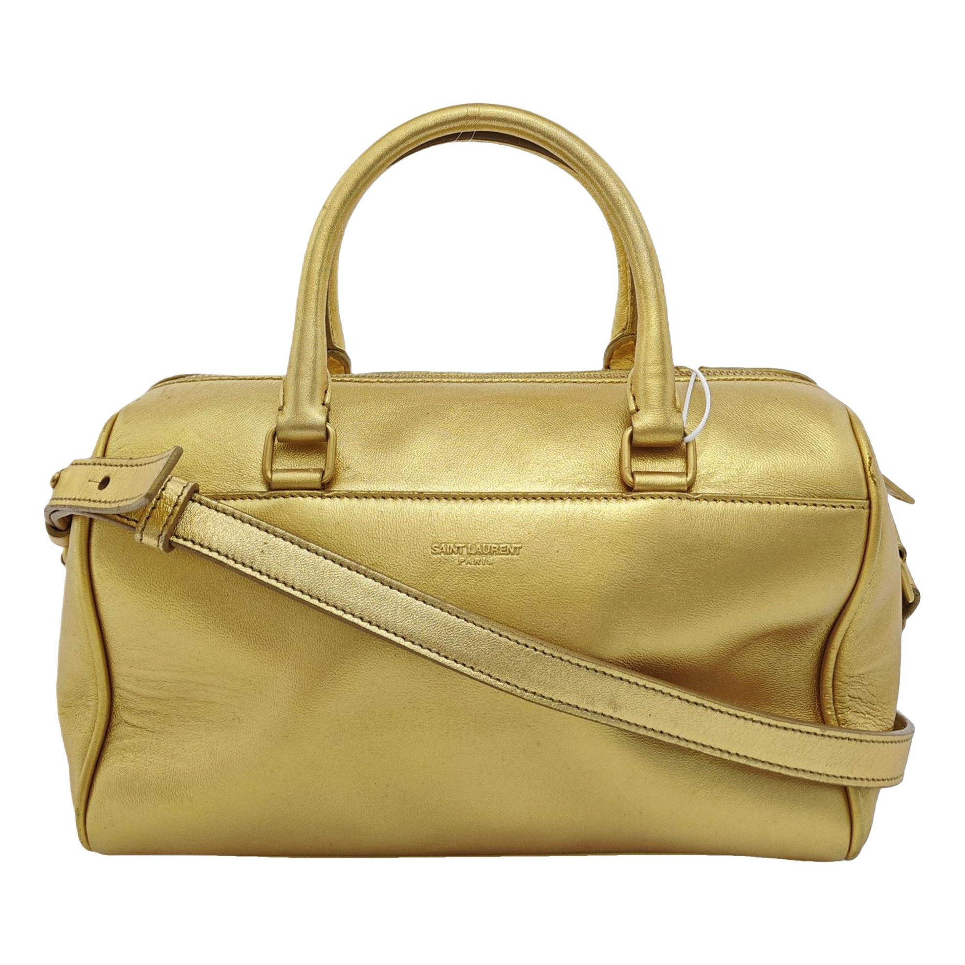 Duffle leather handbag